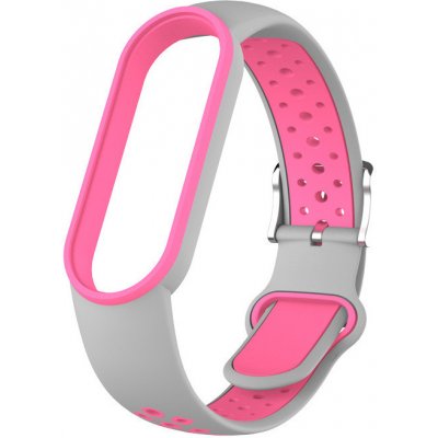 Xiaomi Mi Band 5/6/7 EF náhradní náramek s kovovým zapínáním Šedorůžová MBSCZ-7EF10 – Zboží Živě