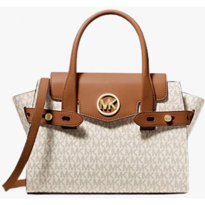 Michael Kors CARMEN medium flap messenger satchel bag vanilla monogram dámská kabelka – Zbozi.Blesk.cz