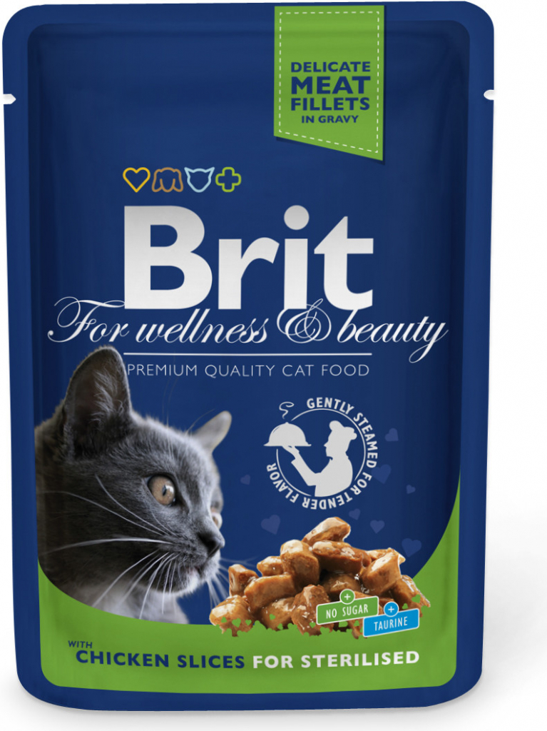 Brit Cat Premium Pouches kuřecí plátky Sterilised 100 g