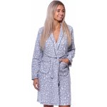 Bavlněný hřejivý elegantní i těhotenský župan na kojení grafitové květy 1TB0061 šedá – Zboží Dáma