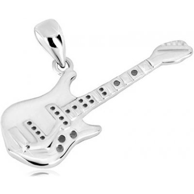 Šperky eshop Stříbrný 925 přívěsek detailně tvarovaná basová kytara lesklý povrch S50.04 – Zboží Mobilmania