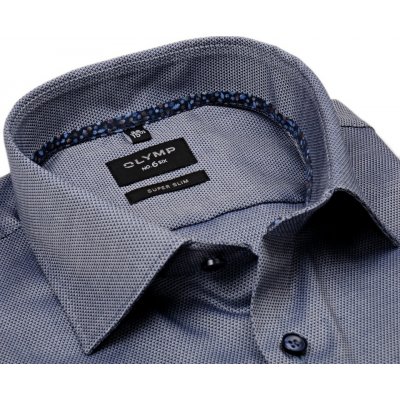 Olymp Super Slim košile se vzorem a florální vnitřní manžetou prodloužený rukáv tmavě modrá – Hledejceny.cz