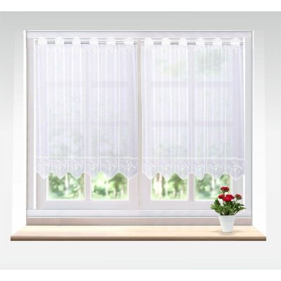 Záclona rivoli, Decentní listy vitrážka metráž, bílá 60 cm – Hledejceny.cz