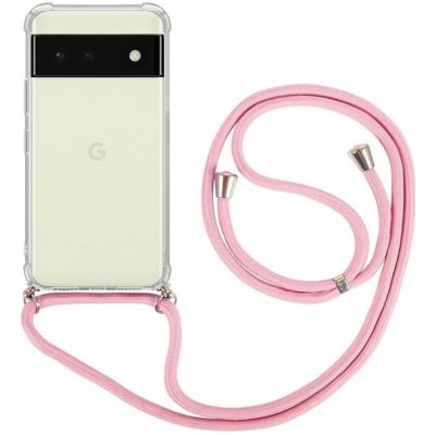 Pouzdro TopQ Google Pixel 6a 5G s růžovou šňůrkou průhledný