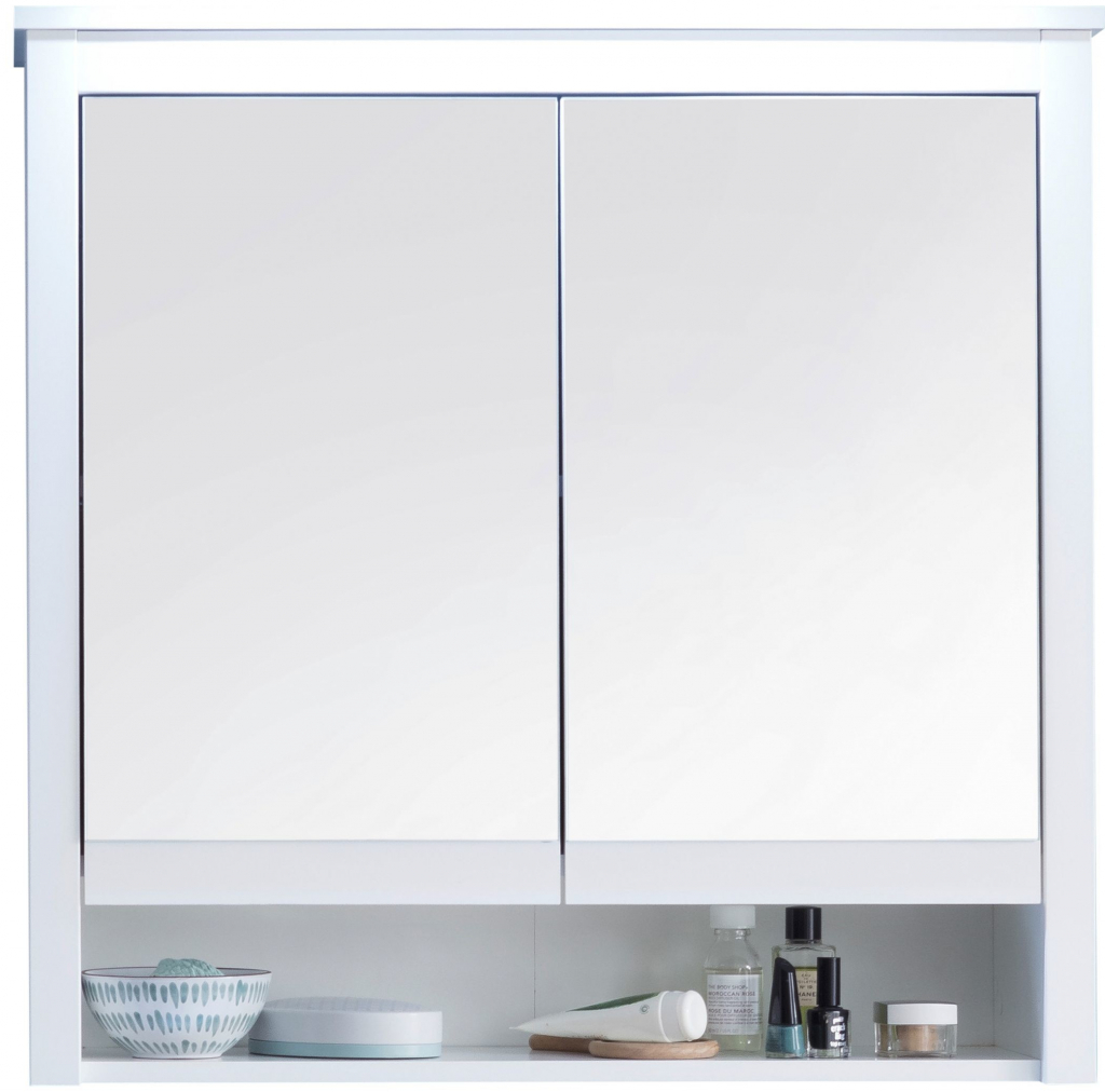 trendteam Koupelnová zrcadlová skříňka Ole Bílá Melamin/BílýImitace 81 x 80 x 25 cm