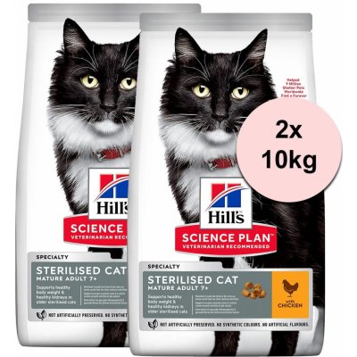 Hill's Science Plan Feline Mature Adult 7+ Sterilised Cat Chicken 2 x 10 kg