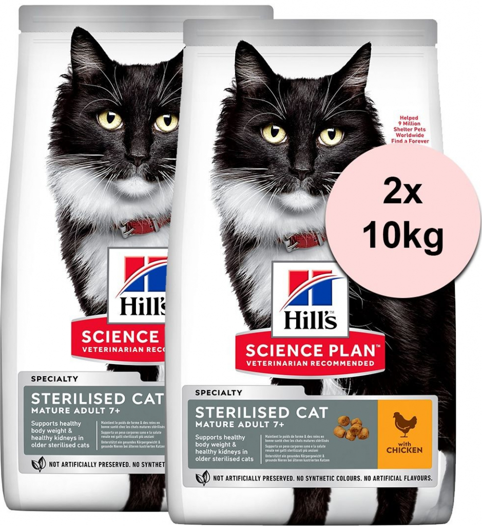 Hill\'s Science Plan Feline Mature Adult 7+ Sterilised Cat Chicken 2 x 10 kg