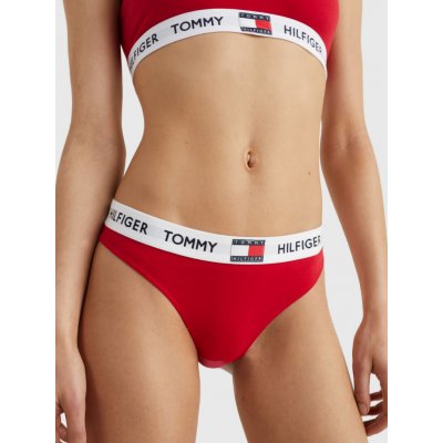 Tommy Hilfiger Dámská tanga TOMMY 85 STRETCH COTTON LOGO THONG UW0UW02198XCN červená – Zbozi.Blesk.cz