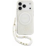 Guess IML Flowers Allover Strap kryt s poutkem a MagSafe pro iPhone 17 Pro - bílý 57983127155 – Zboží Mobilmania
