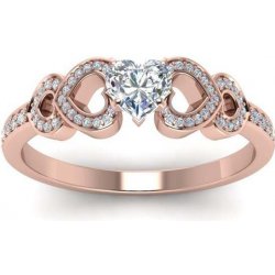 Royal Fashion pozlacený prsten Milovaná srdce růžové zlato MA R055 ROSEGOLD