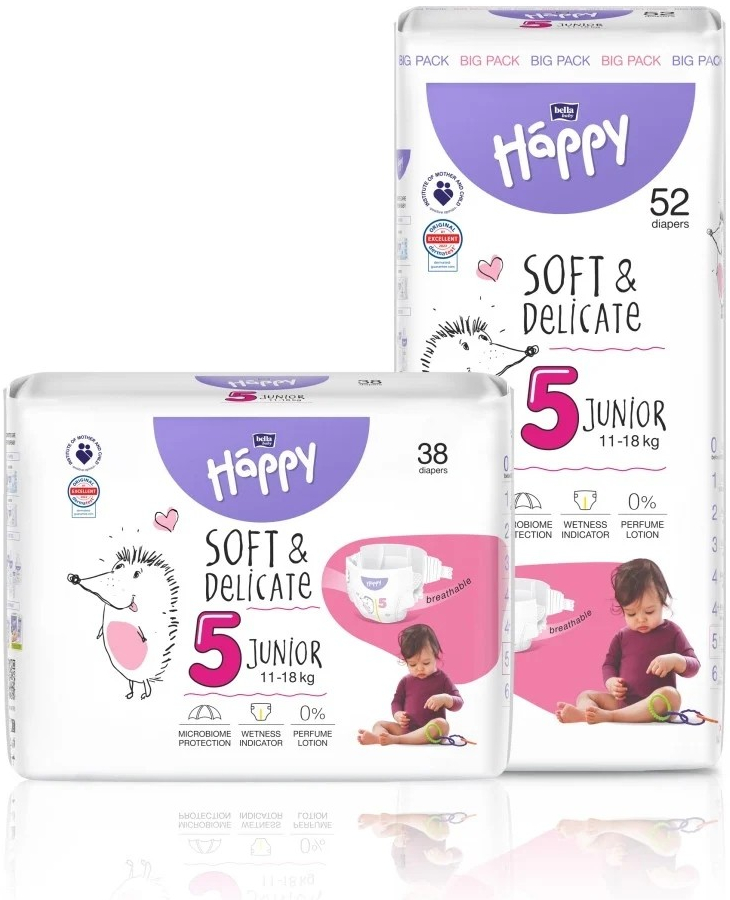 Happy Soft&Delicate 5 11-18 kg 52 ks