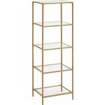VASAGLE Regál 5 skleněných polic zlatý – Zboží Mobilmania