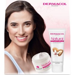 Dermacol Natural Výživný mandlový denní krém pro suchou, velmi suchou a citlivou pleť 50 ml + Výživný mandlový krém na ruce 100 ml, kosmetická sada pro ženy