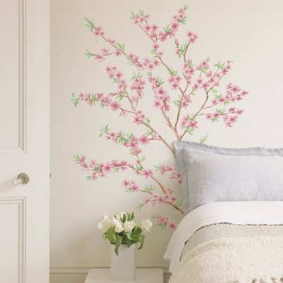 Crearreda Samolepicí dekorace WA XL Peach Branch 57101 Kvetoucí větev broskve 1 arch 67x94 cm