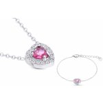 Ellami 309 Set řetízek a náramek, srdce osázené růžovým zirkonem – Zboží Dáma
