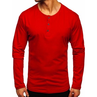 Bolf Červené pánské tričko s dlouhým rukávem na knoflíky 1114