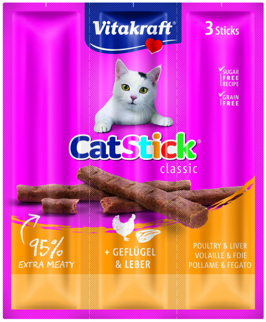 Vitakraft Vitakraft Cat pochoutka Stick Clasic Poultry/Liver 3ks