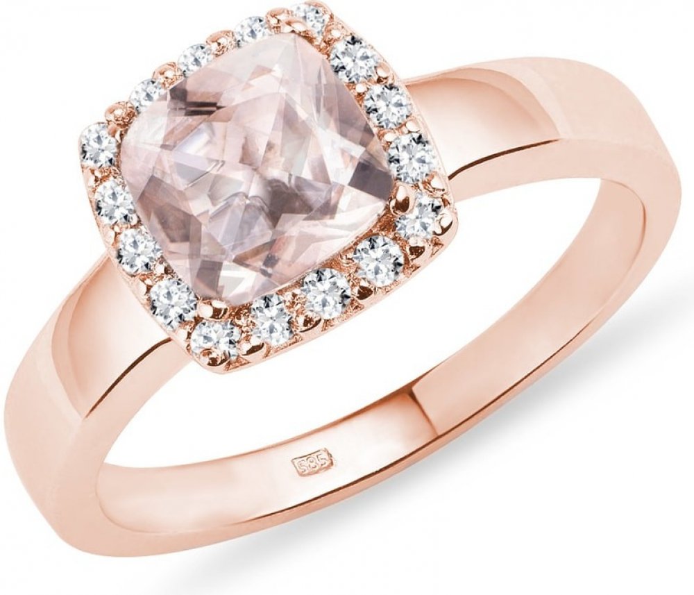 Klenota prsten z růžového zlata s morganitem a diamanty k0177024 |  Srovnanicen.cz