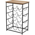 EXCELLENT Kovový stojan na víno a akátový odkládací stolek 12 lahví KO-HZ1240380 – Zboží Dáma