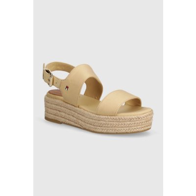 Tommy Hilfiger MID WEDGE SANDAL dámské béžová na platformě FW0FW07885 – Zboží Mobilmania