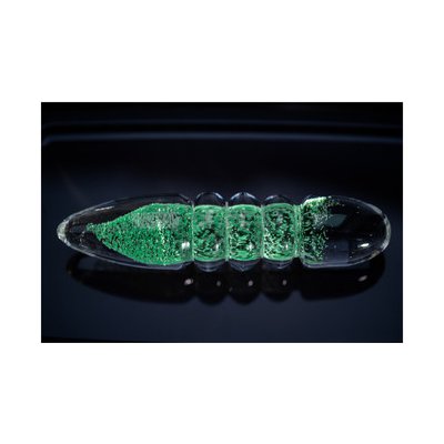 Chakra Original Dildo svítící Accord bílá zelená pevné sklo 18 x 3,5 cm