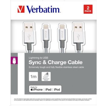 Verbatim 48872 USB/Lightning, 1m + 1m, stříbrný