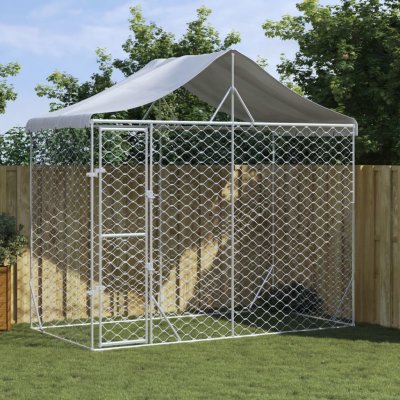 vidaXL Venkovní psí kotec se střechou stříbrný 300 x 150 x 250 cm – Zboží Dáma