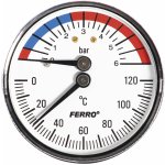 Novaservis Termomanometr 63mm 1/2" AXIÁLNÍ 0-6bar 120°C TM63A – Zboží Mobilmania