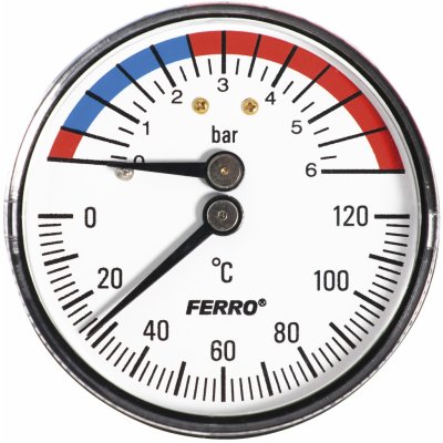 Novaservis Termomanometr 63mm 1/2" AXIÁLNÍ 0-6bar 120°C TM63A – Zboží Mobilmania