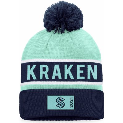 Fanatics pánská Zimní čepice Seattle Kraken Authentic Pro Game & Train Cuffed Pom Knit Traditional Navy-Icy Blue – Hledejceny.cz
