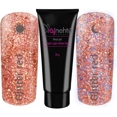 Ráj nehtů Akryl gel v tubě Night Light Glitter Red 30 g – Hledejceny.cz