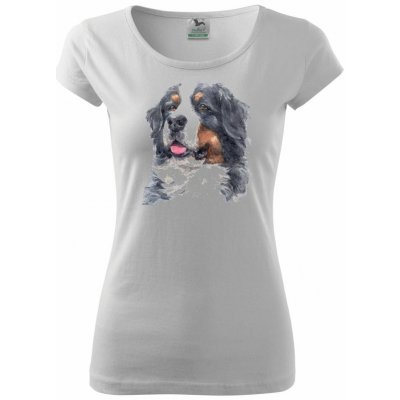 Bernský salašnický pes hlava vodová pure dámské triko bílá – Zboží Dáma