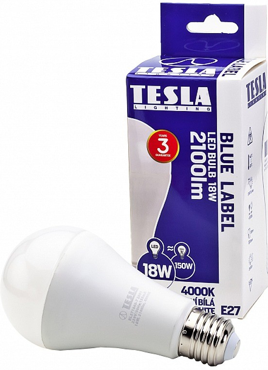 Tesla LED žárovka BULB E27, 18W, 230V, 2100lm, 25 000h, 4000K denní bílá  220° od 199 Kč - Heureka.cz