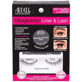 Ardell Magnetic Liner & Lash Demi Wispies Black 1 pár + magnetická gelová linka 2 g Black + štěteček na linku