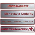Jmenovky - cedulky na dveře - jeden řádek - červený text – Hledejceny.cz
