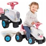 FALK TRAKTOR RAINBOW BÍLO RŮŽOVÝ S VOLANTEM A VLEČKOU – Sleviste.cz