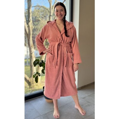 Vienetta Secret Broskev dámský župan dlouhý s kapucí lososová – Zboží Mobilmania