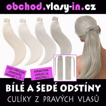 Culík z pravých vlasů - platinový, bílý, stříbrný a šedý odstín 48 - stříbrná tmavší šedá