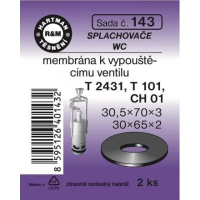 HARTMAN membrány vypouštěcích ventilů T2431, T101, CH01, WC, sada č.143 – Sleviste.cz