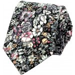 Pánská bavlněná kravata s šedo růžovými květy černá – Hledejceny.cz