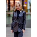 GWLyza dámské kožené oversize sako černé – Zboží Dáma