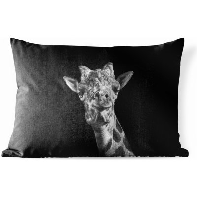 MuchoWow Vnější polštář Žirafa na černém pozadí v černé a bílé barvě 60x40 – Zboží Mobilmania