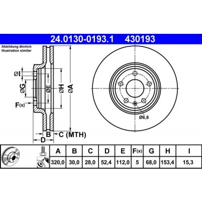 ATE Brzdový kotouč 24.0130-0193.1