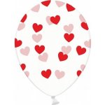 Latexový balonek průhledný s červenými srdíčky 30 cm – Hledejceny.cz