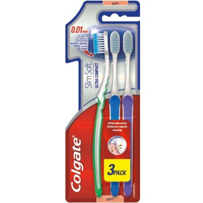 Colgate zubní kartáček Slimsoft ultra Compact Head Tripack soft od 169 Kč -  Heureka.cz