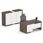 Nábytek Designový cz DLZ16 Manažerská sestava stolu se skříní SOLID Z16 jilm royal bílá – Zboží Dáma