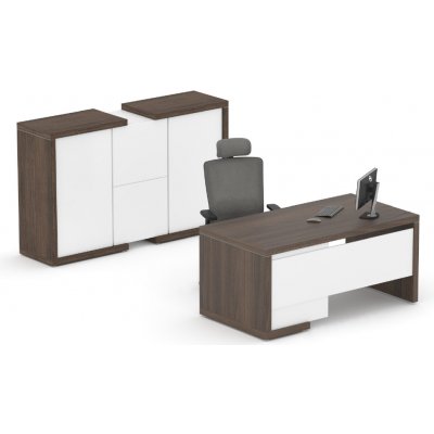 Nábytek Designový cz DLZ16 Manažerská sestava stolu se skříní SOLID Z16 jilm royal bílá – Zboží Dáma
