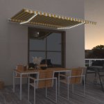 VidaXL Ručně zatahovací markýza s LED světlem 450 x 300 cm žlutobílá – Zboží Mobilmania