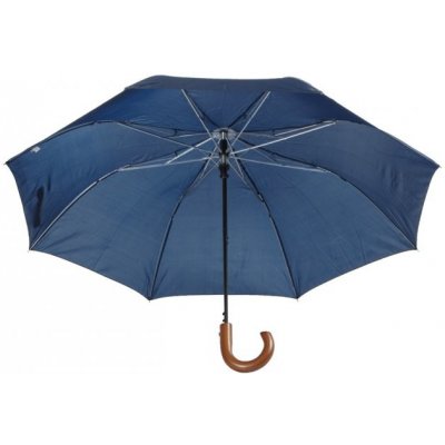 Reklamní "Stansed" skládací deštník s dřevěnou rukojetí, modrá