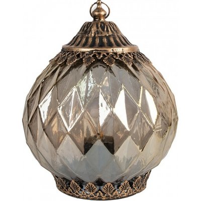 Clayre & Eef Měděná skleněná svítící LED lucerna Balli - Ø 15*19 cm – Hledejceny.cz